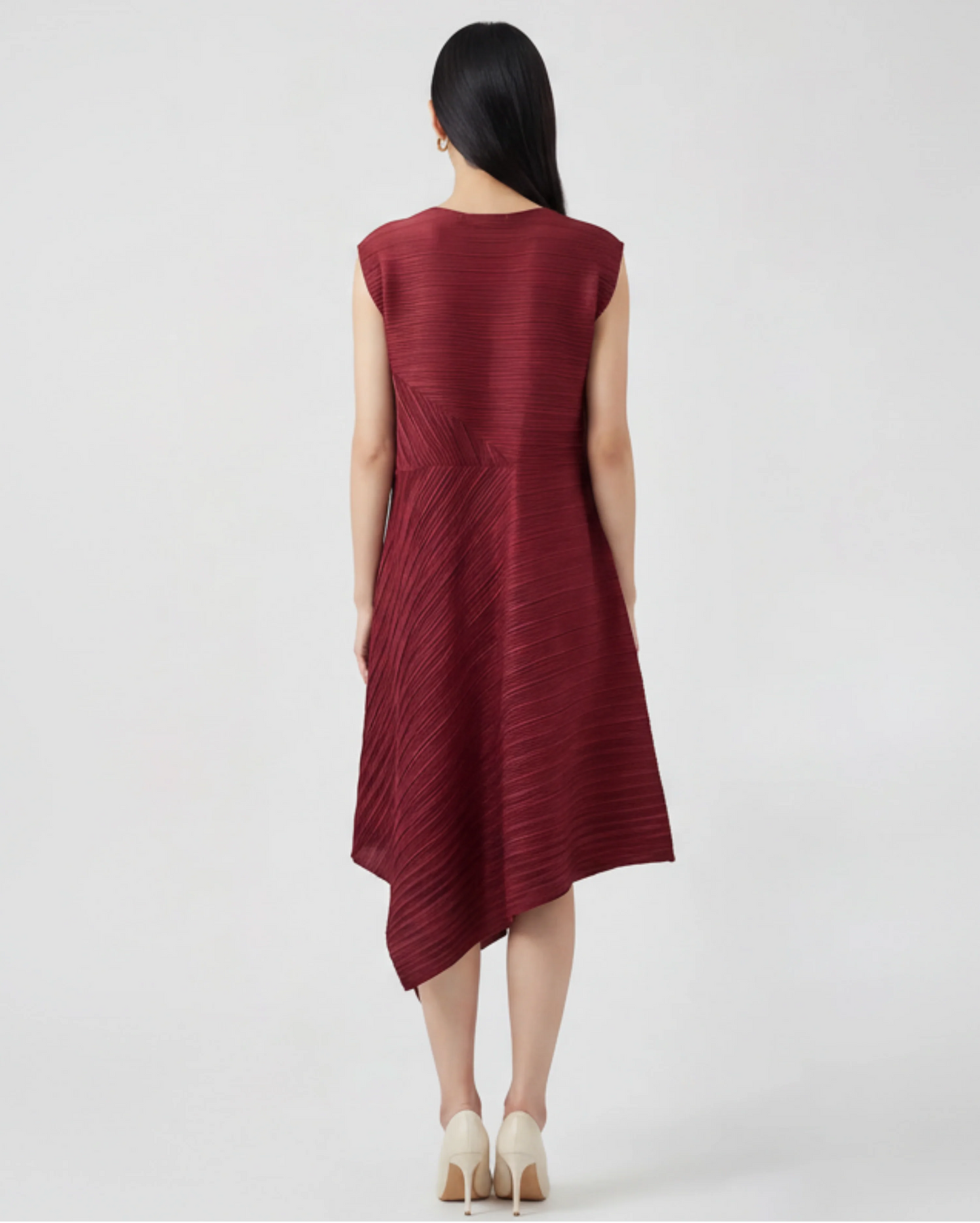 Architectural Pleated Midi Dress