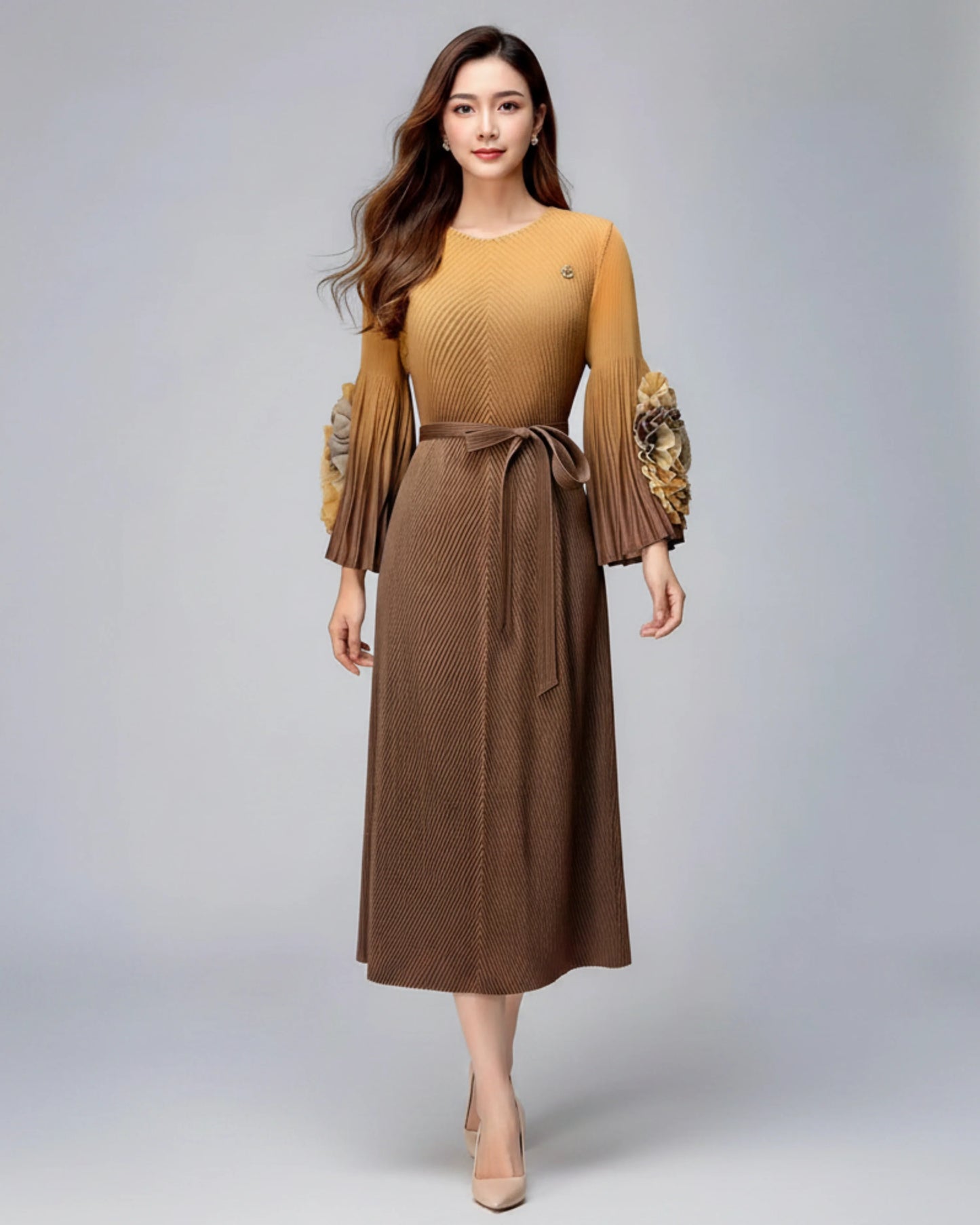 Luxury Gradient Pleated Dress