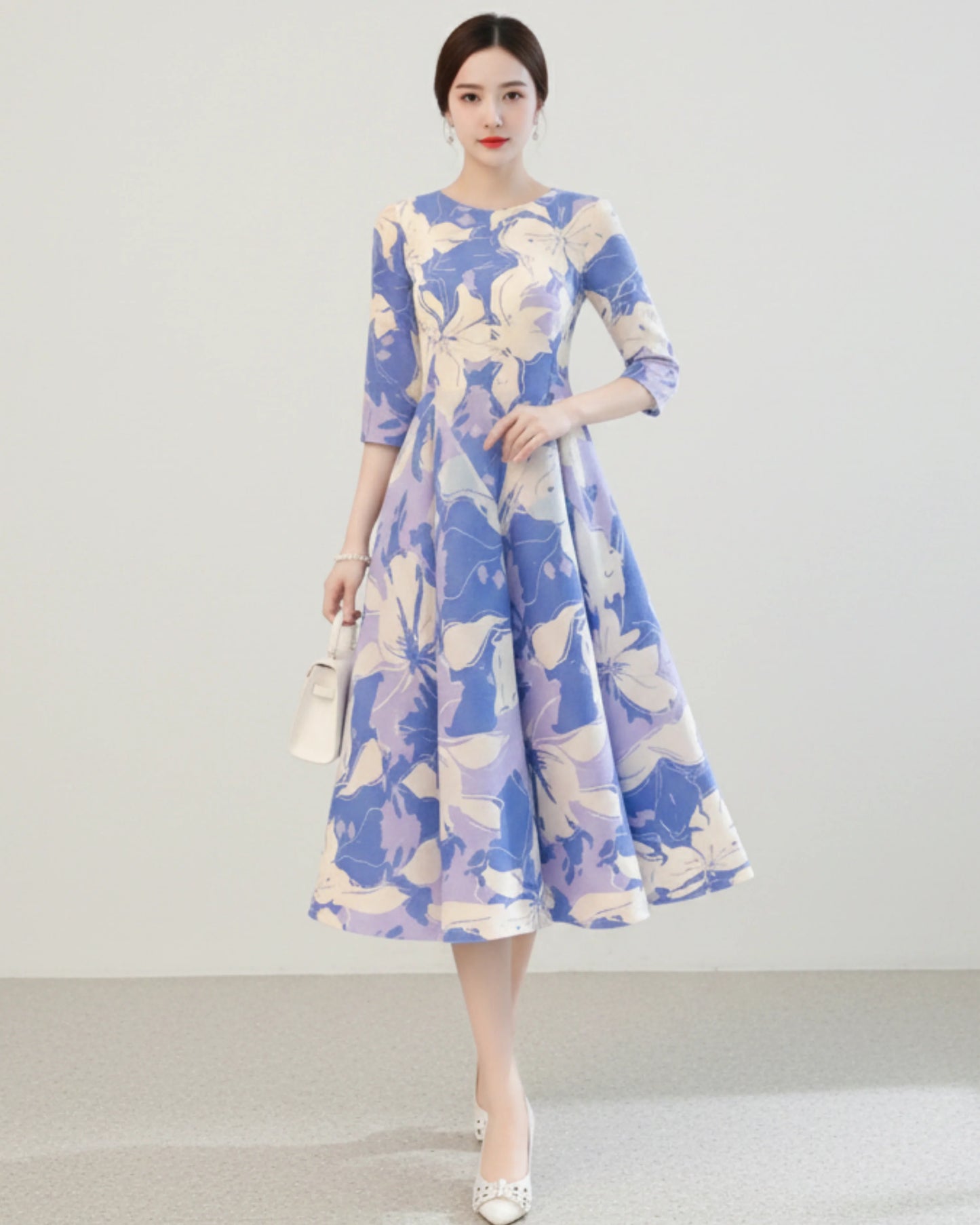Luxury Floral Plisse Dress