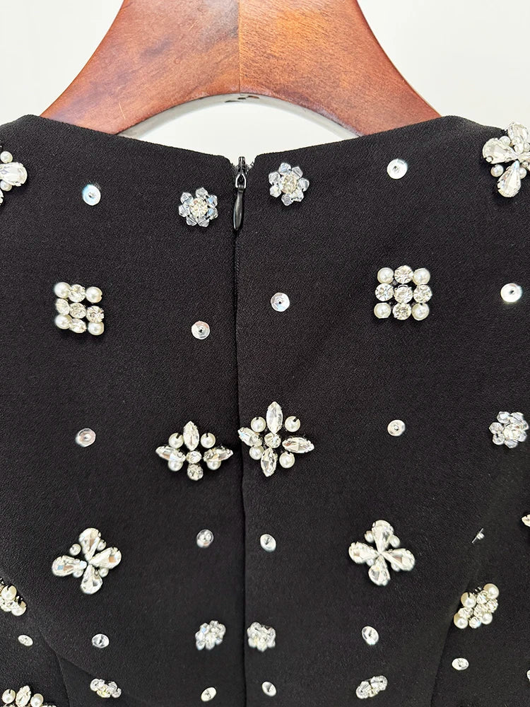 Luxury Formal Crystal Cape Dress