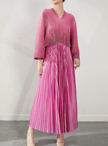 Luxury Formal Pleated Midi Dress