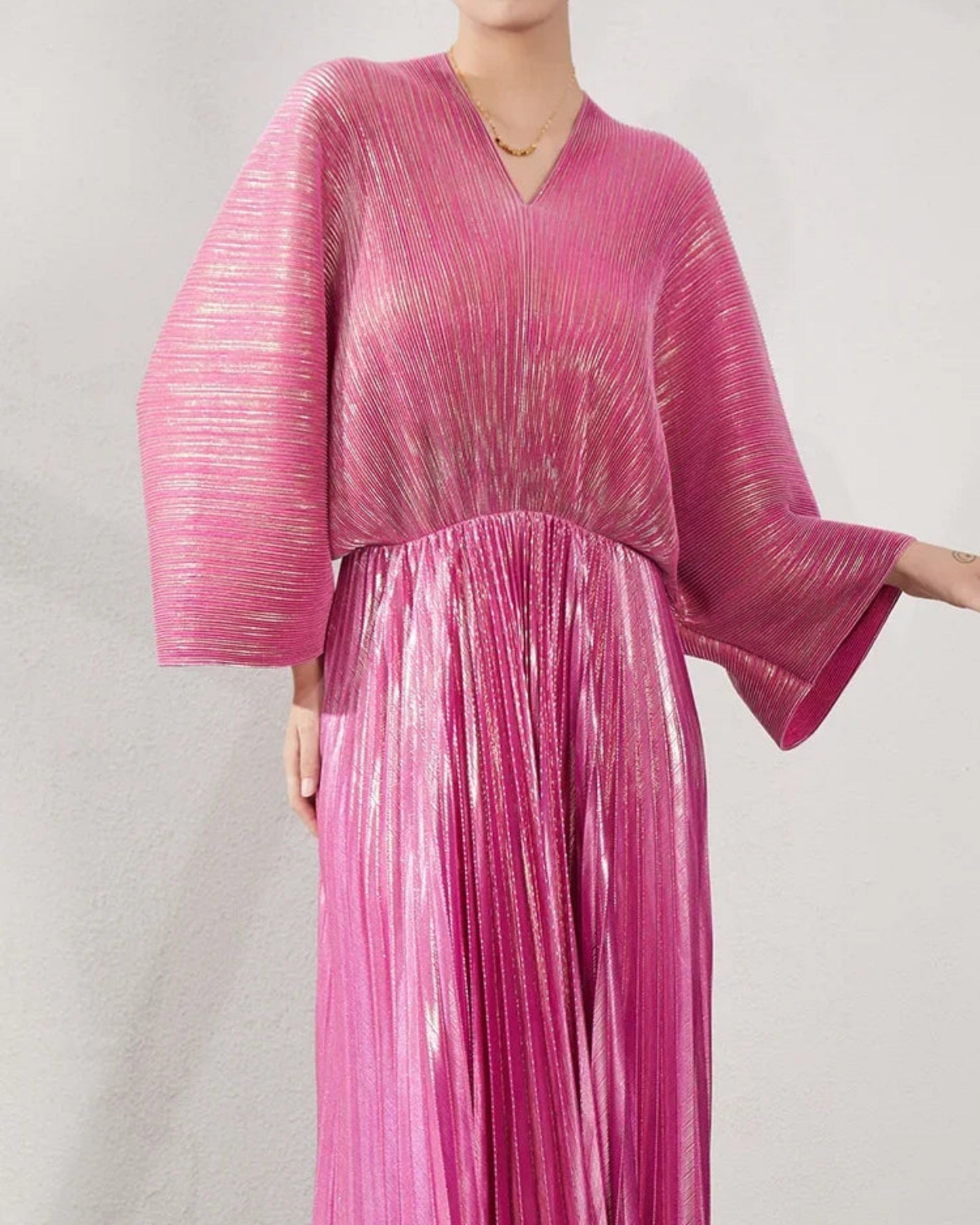 Luxury Formal Pleated Midi Dress