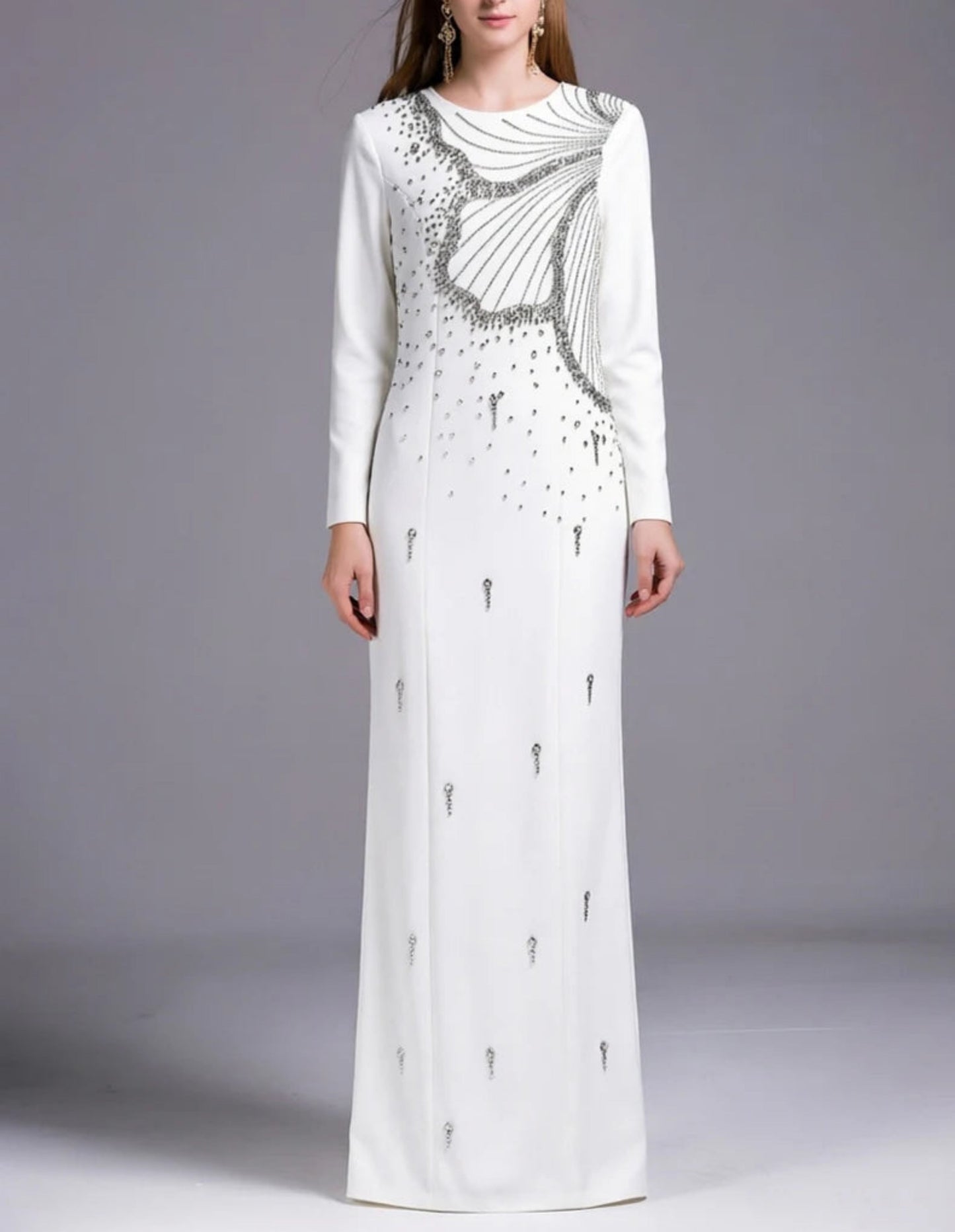 Luxury High-Neck Rhinestone Gown