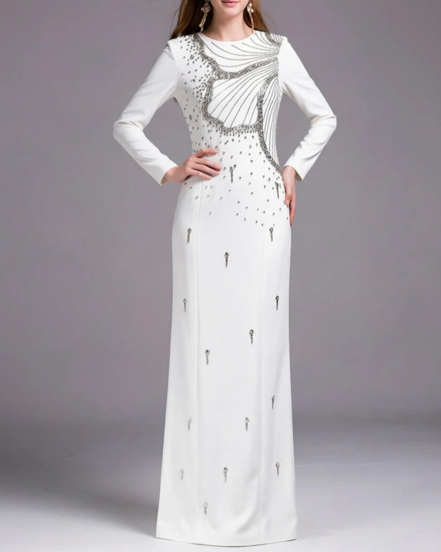 Luxury High-Neck Rhinestone Gown