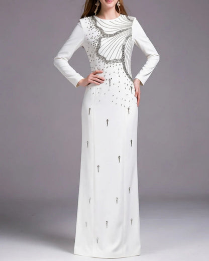 Luxury High-Neck Rhinestone Gown