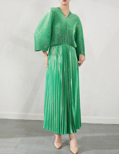Luxury Formal Pleated Midi Dress