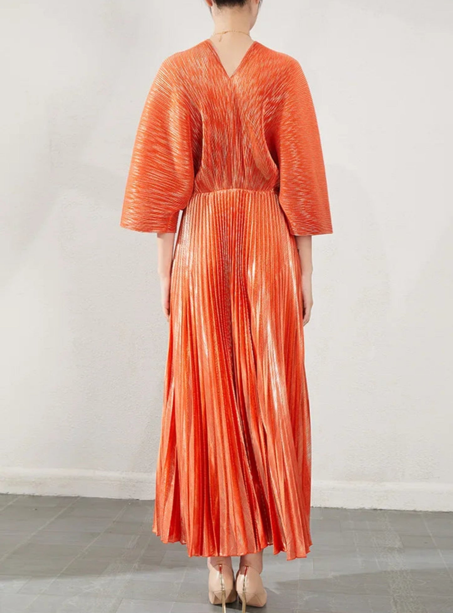 Luxury Formal Pleated Midi Dress