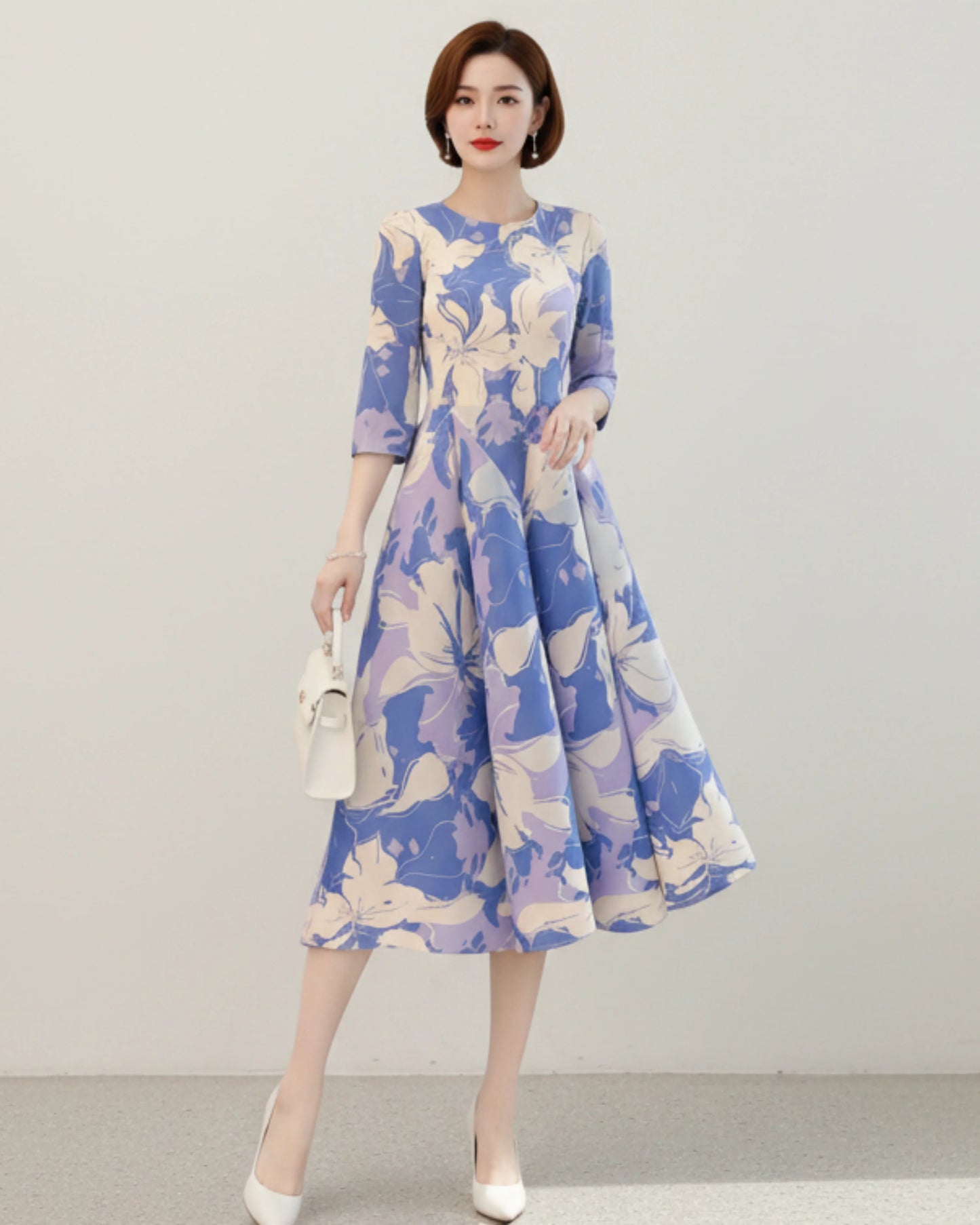 Floral Plisse Midi Dress