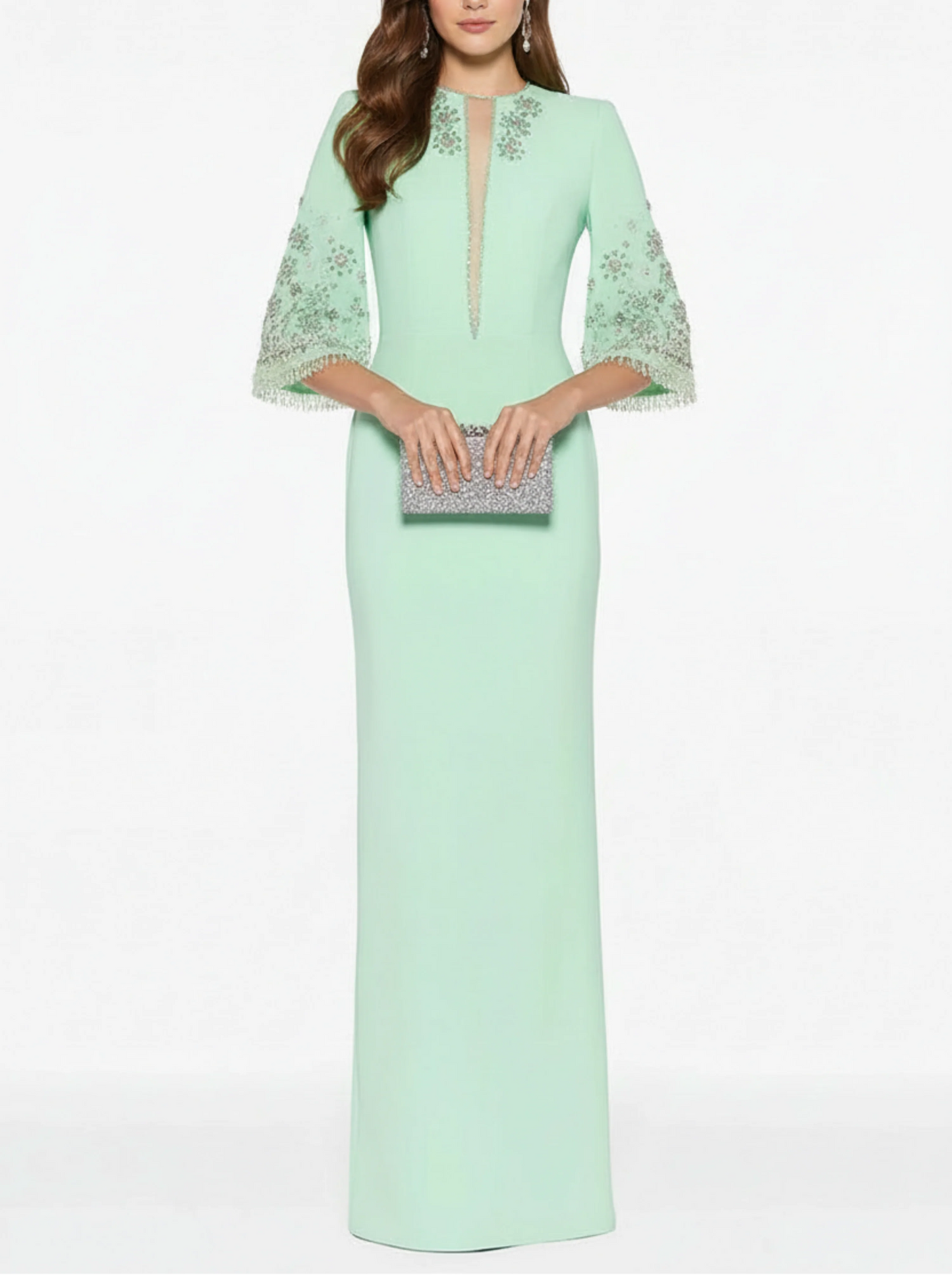 Luxury Crystal Column Dress Gala Evening Women