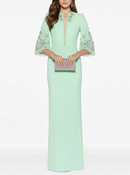 Luxury Crystal Column Dress Gala Evening Women