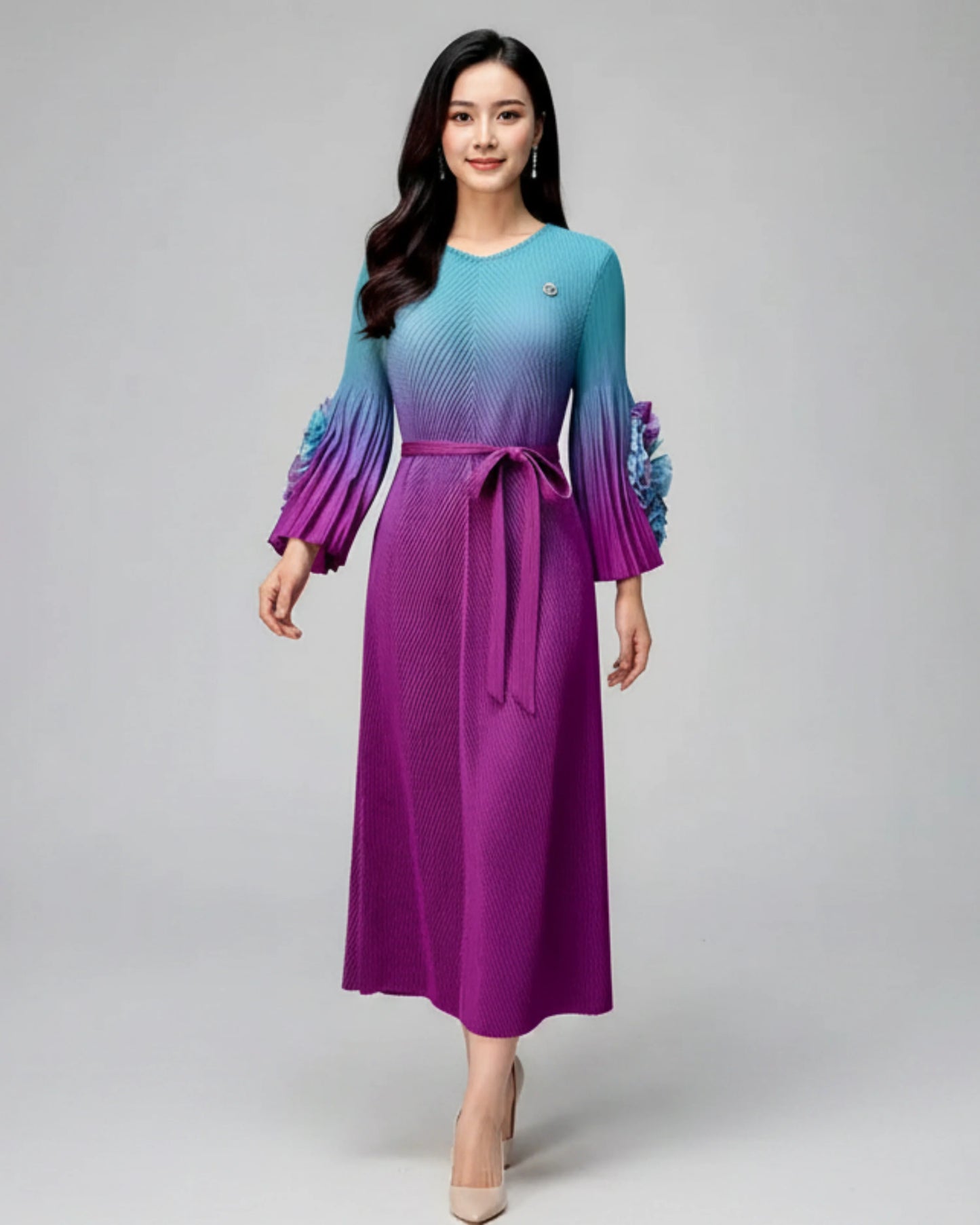 Luxury Gradient Pleated Dress