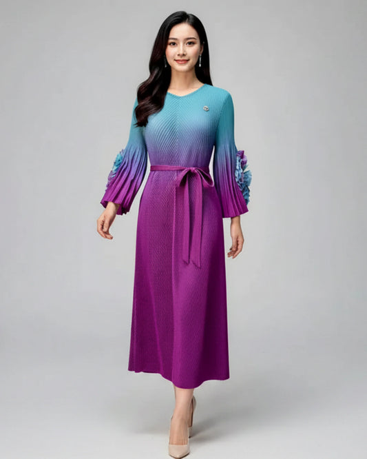 Luxury Gradient Pleated Dress