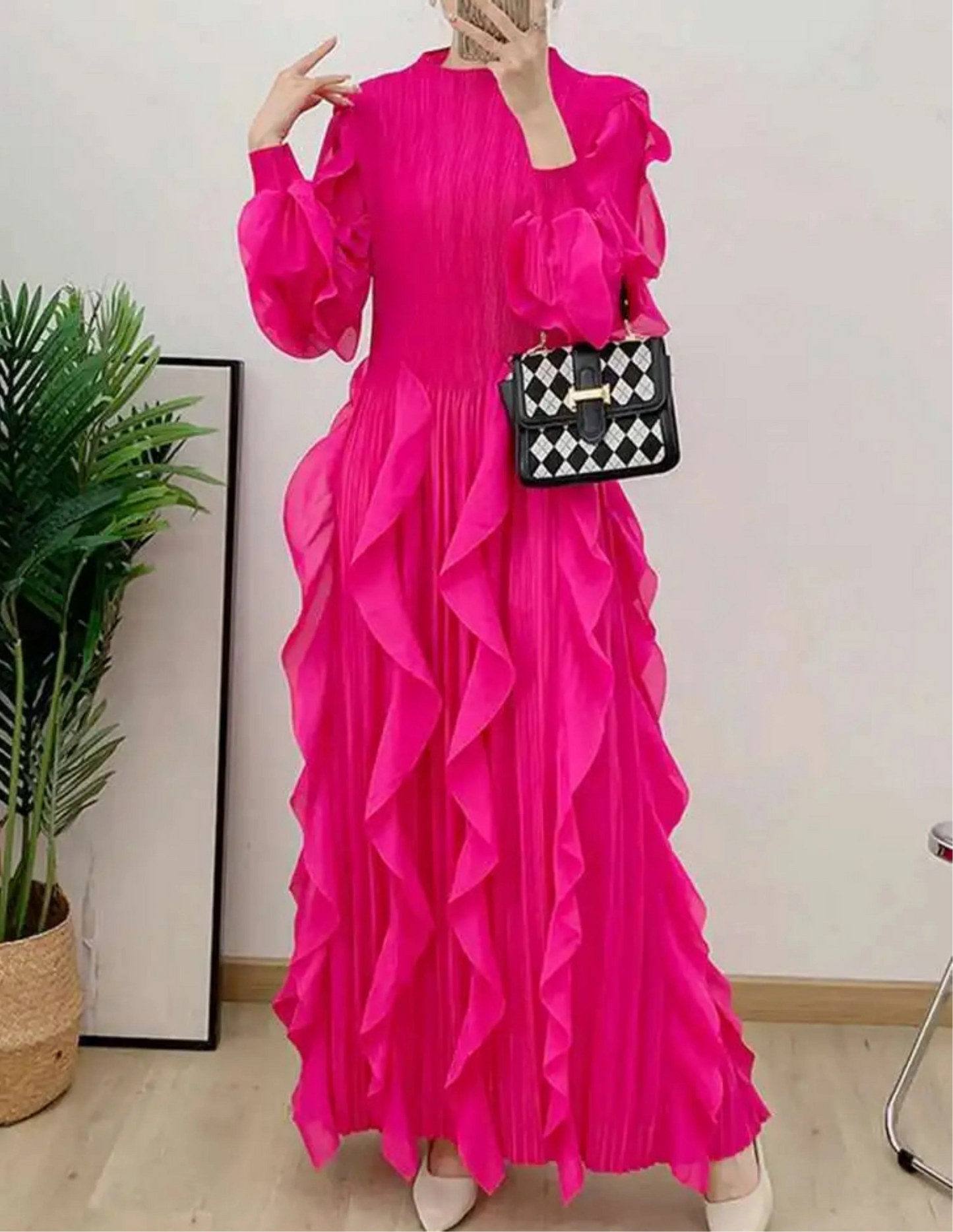 Dressy Pleated Caftan Dress