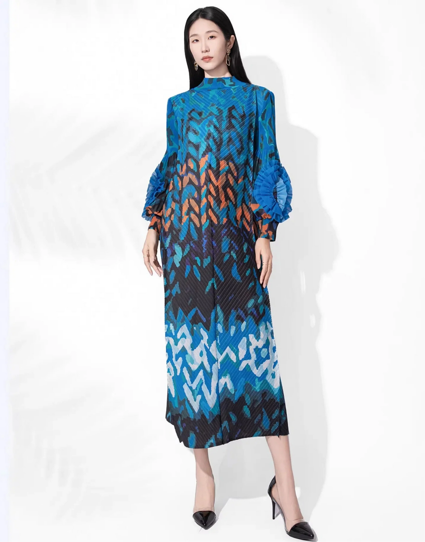 Luxury Geometric Plissé  Dress