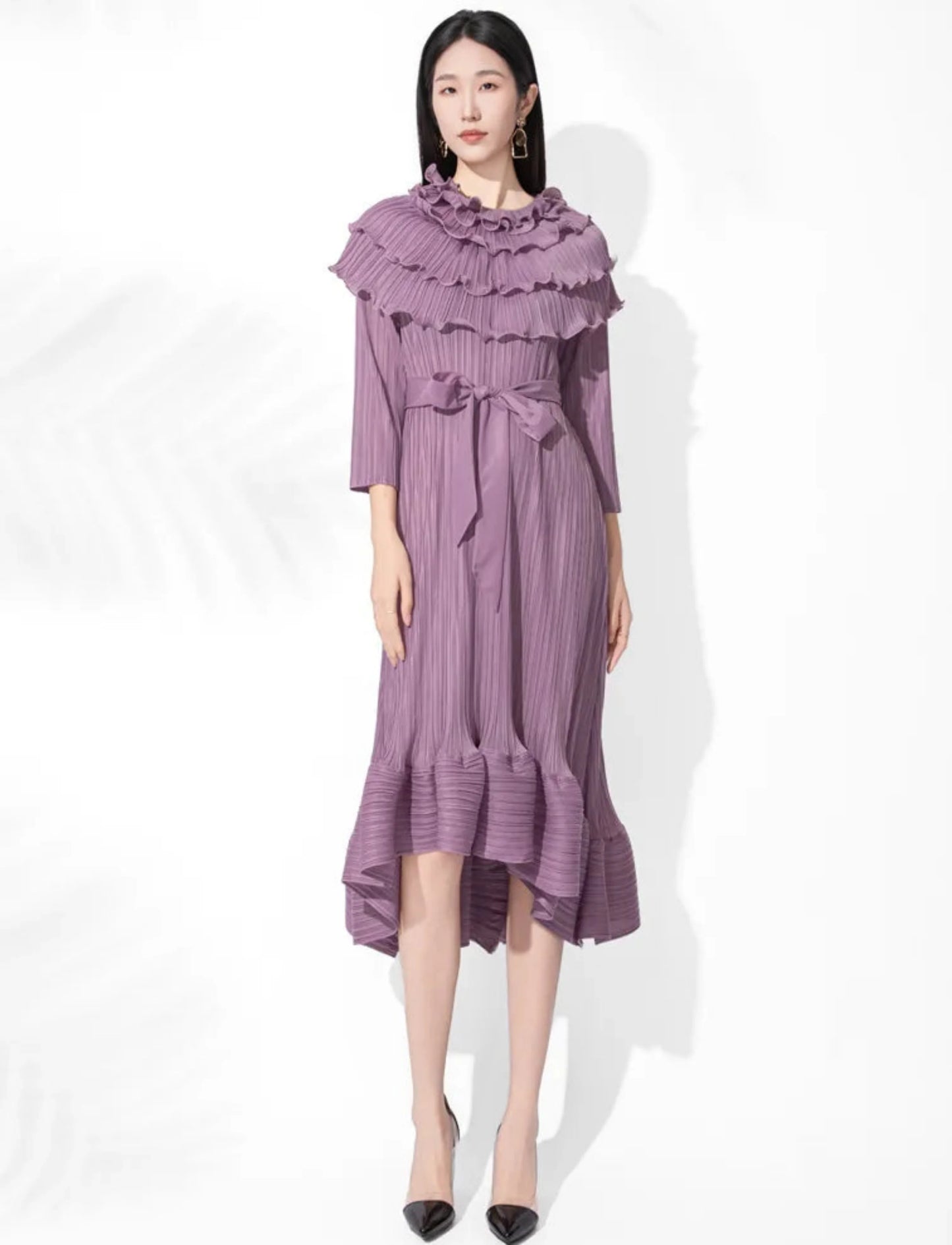 Luxury Pleated Midi Dress