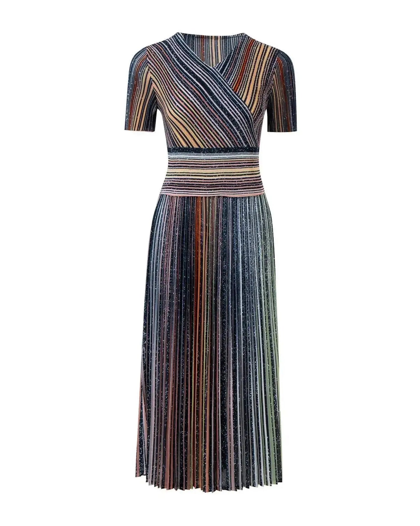 Ombre Stripe Plisse Dress