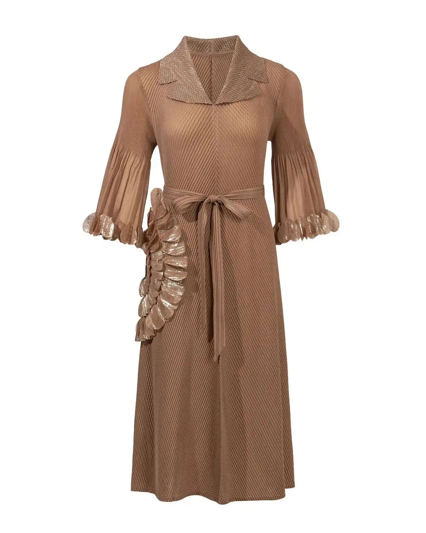 Elegant Floral Pleated Dress