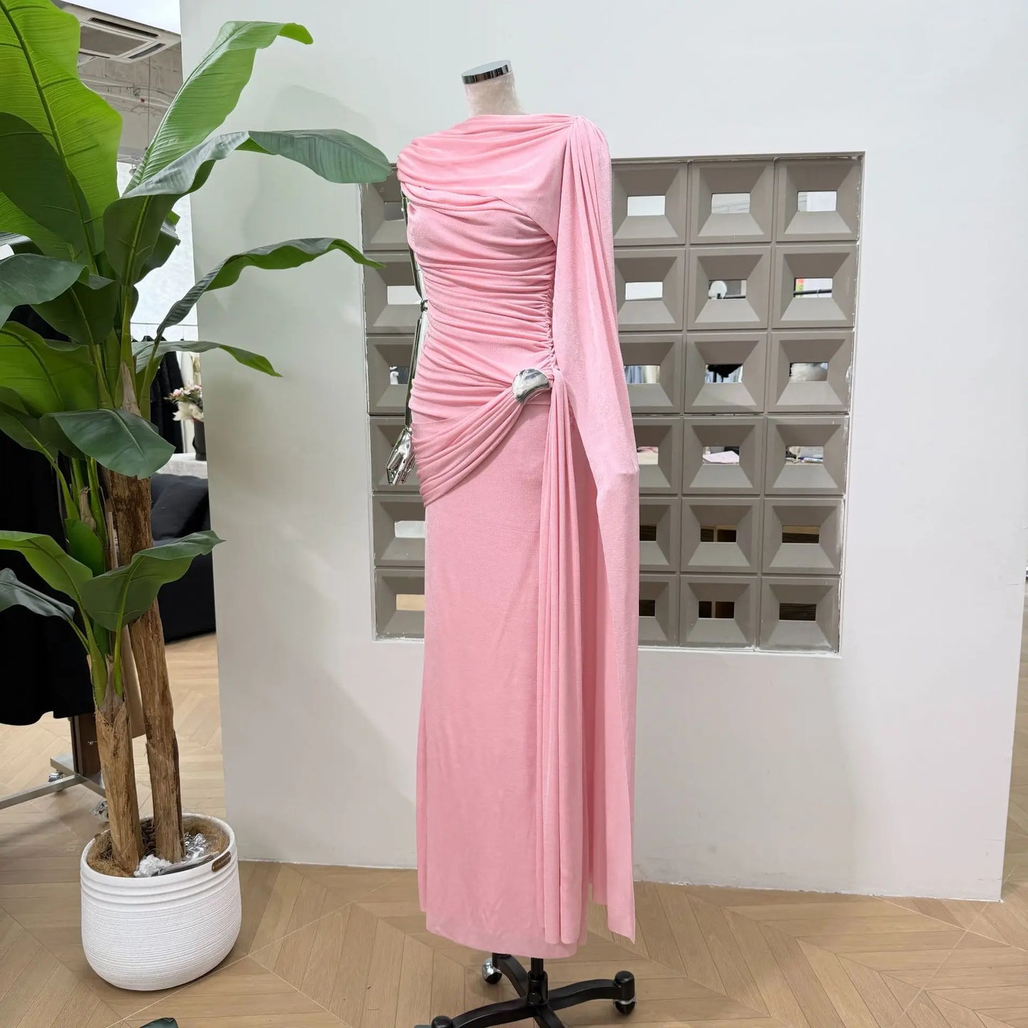 Luxury One-Shoulder Ruched Dress