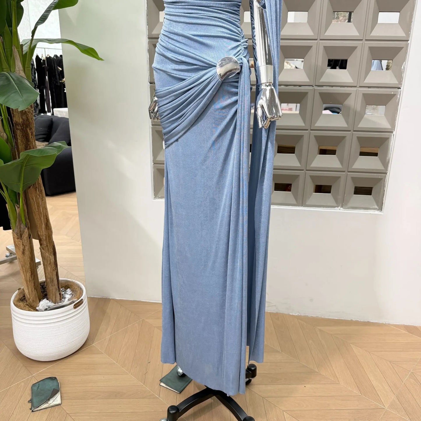 Luxury One-Shoulder Ruched Dress