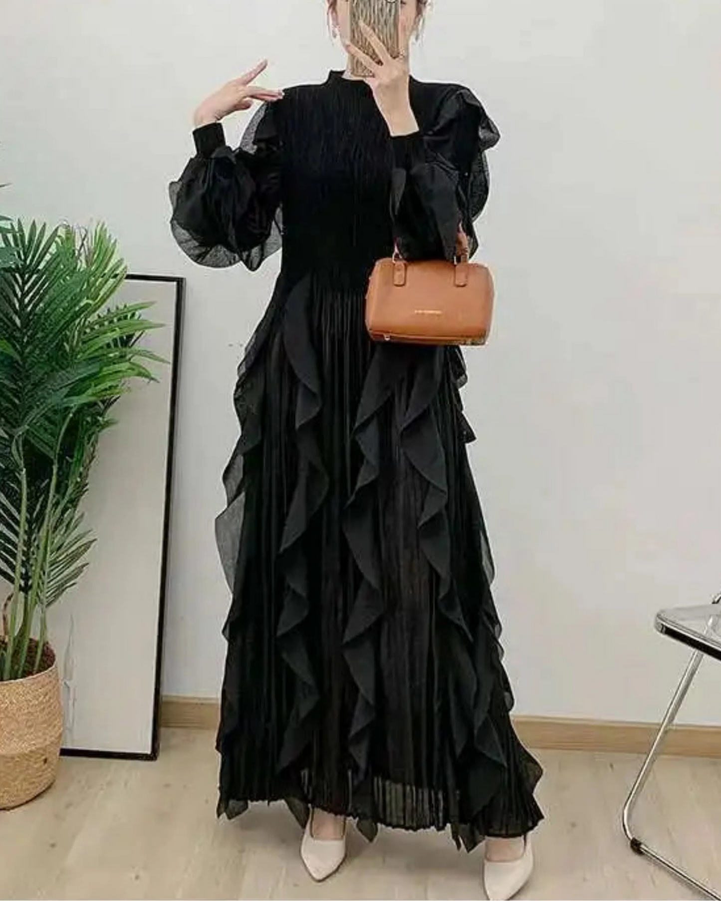 Dressy Pleated Caftan Dress
