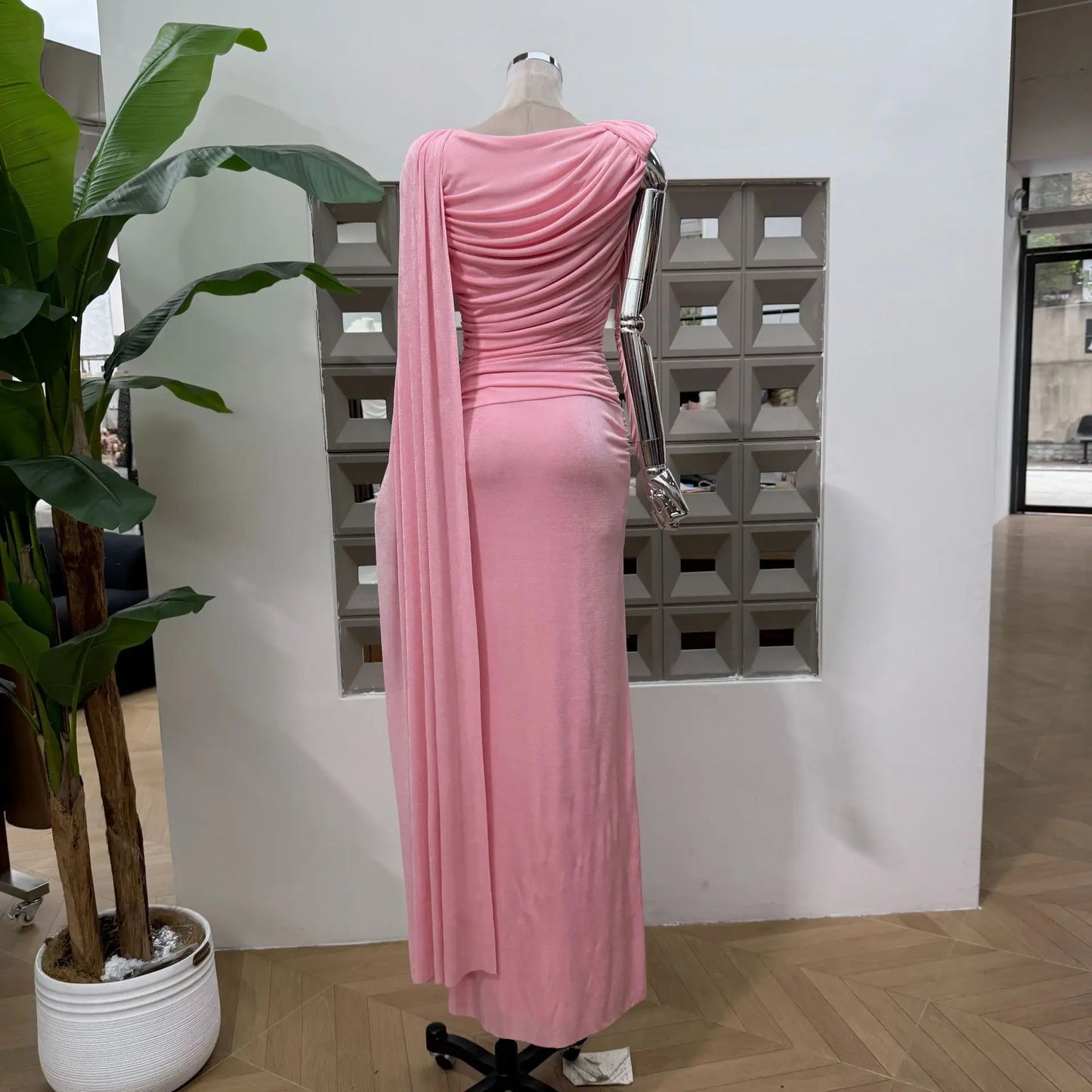 Luxury One-Shoulder Ruched Dress