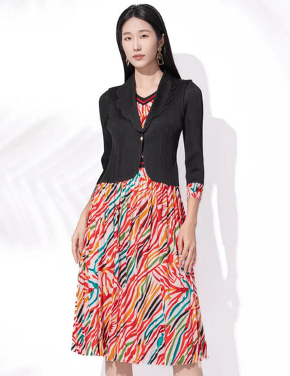 Modern Pleated Midi Dress