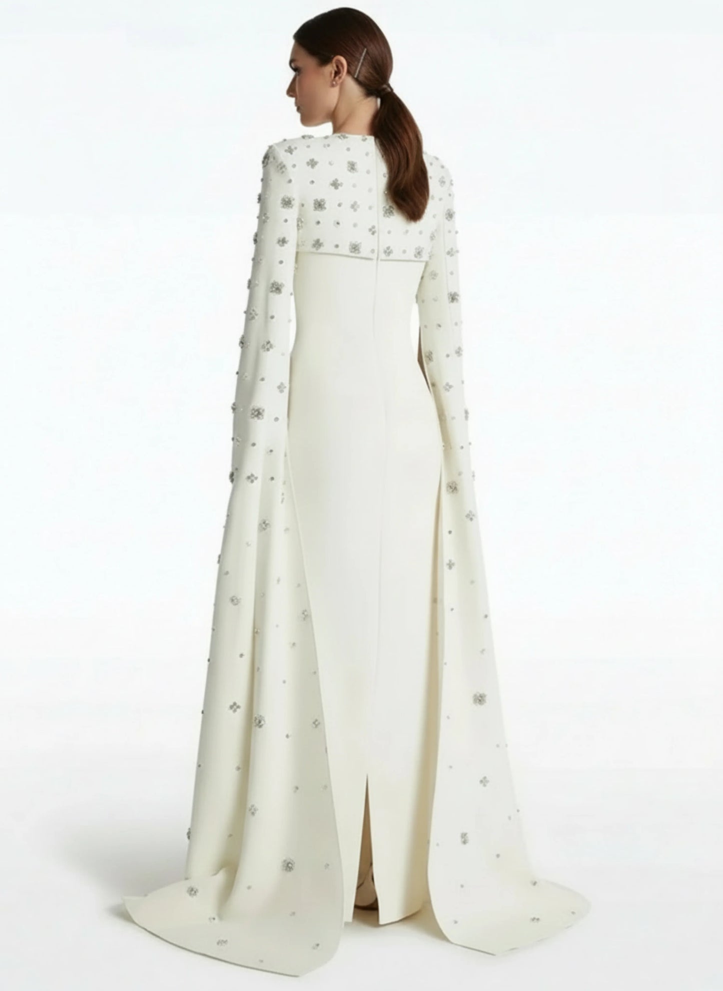 Luxury Formal Crystal Cape Dress
