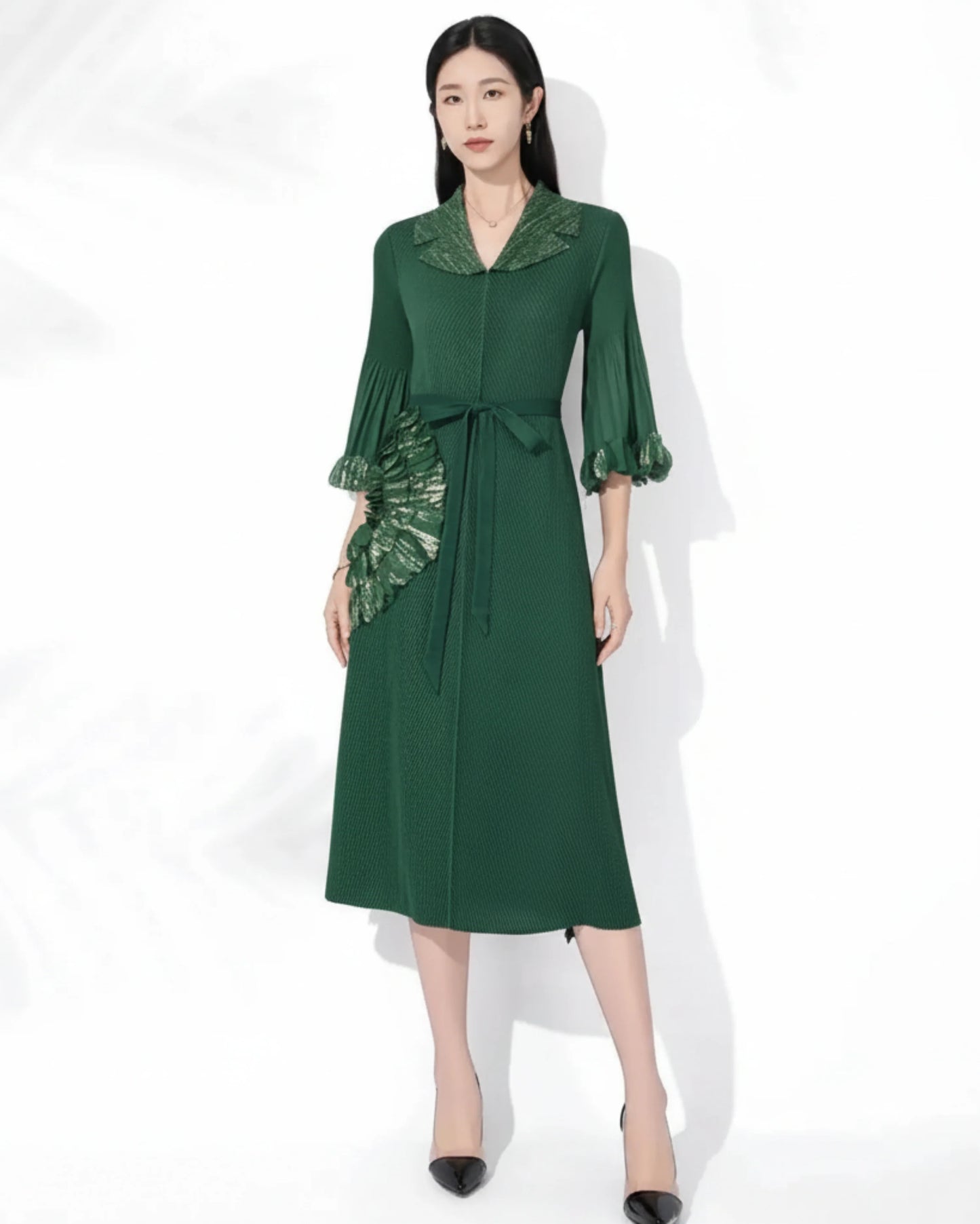 Elegant Floral Pleated Dress