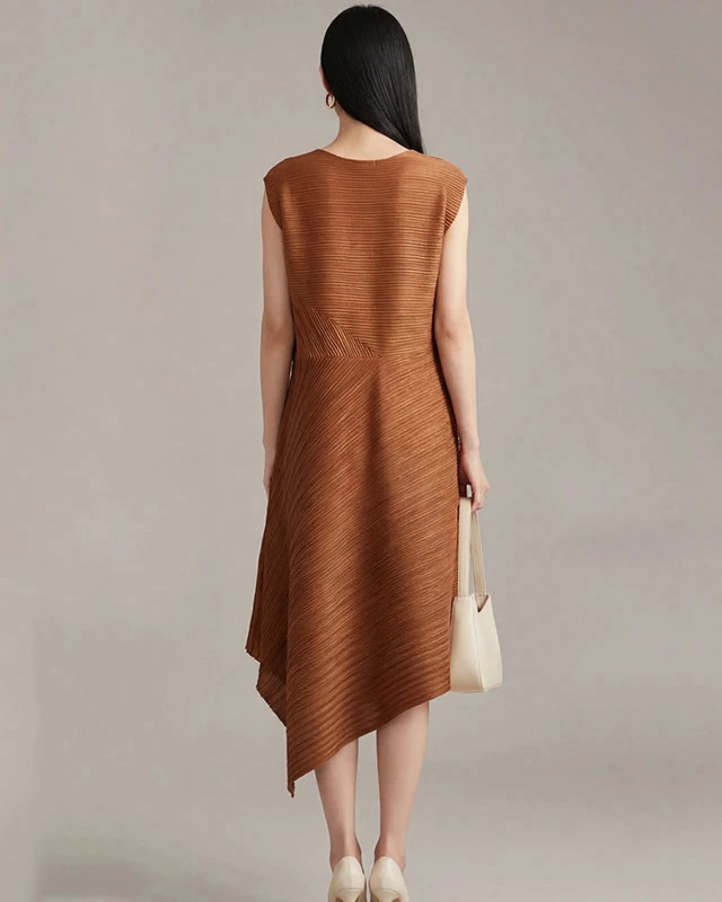 Architectural Pleated Midi Dress
