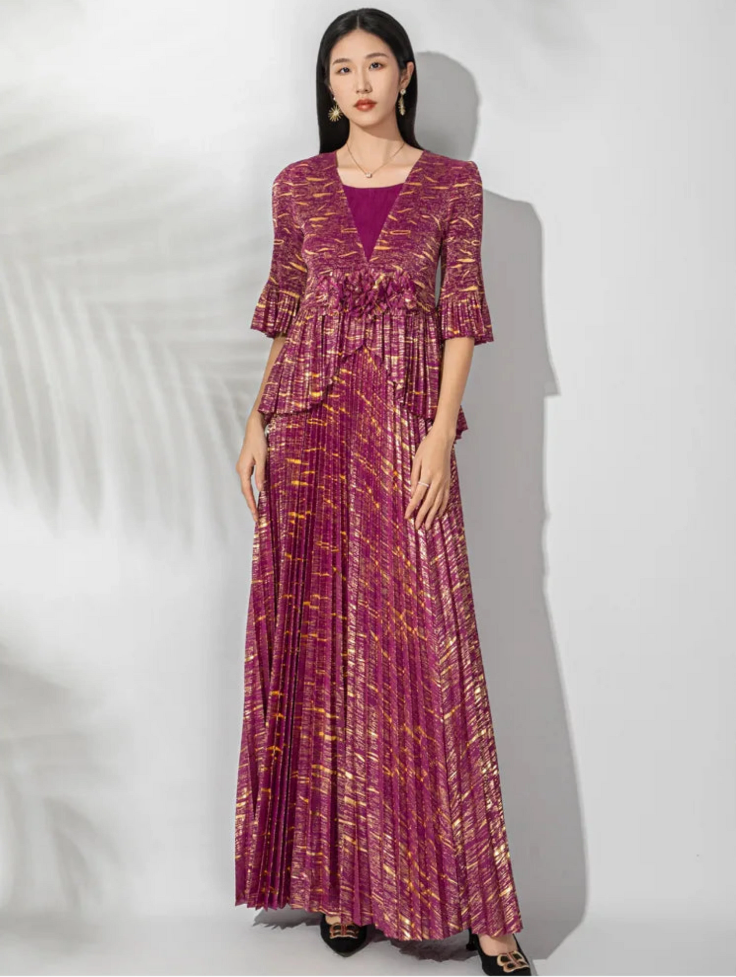 Luxe Pleated Ruffle Dress