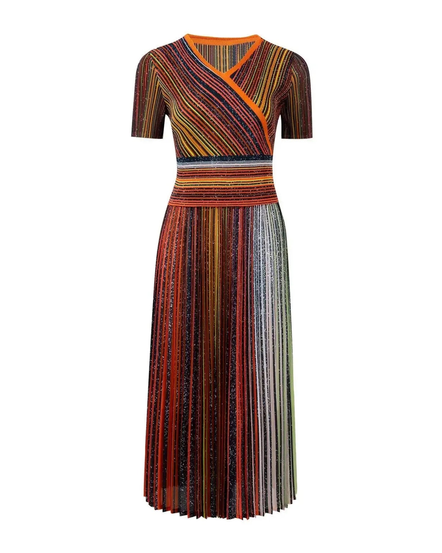Ombre Stripe Plisse Dress