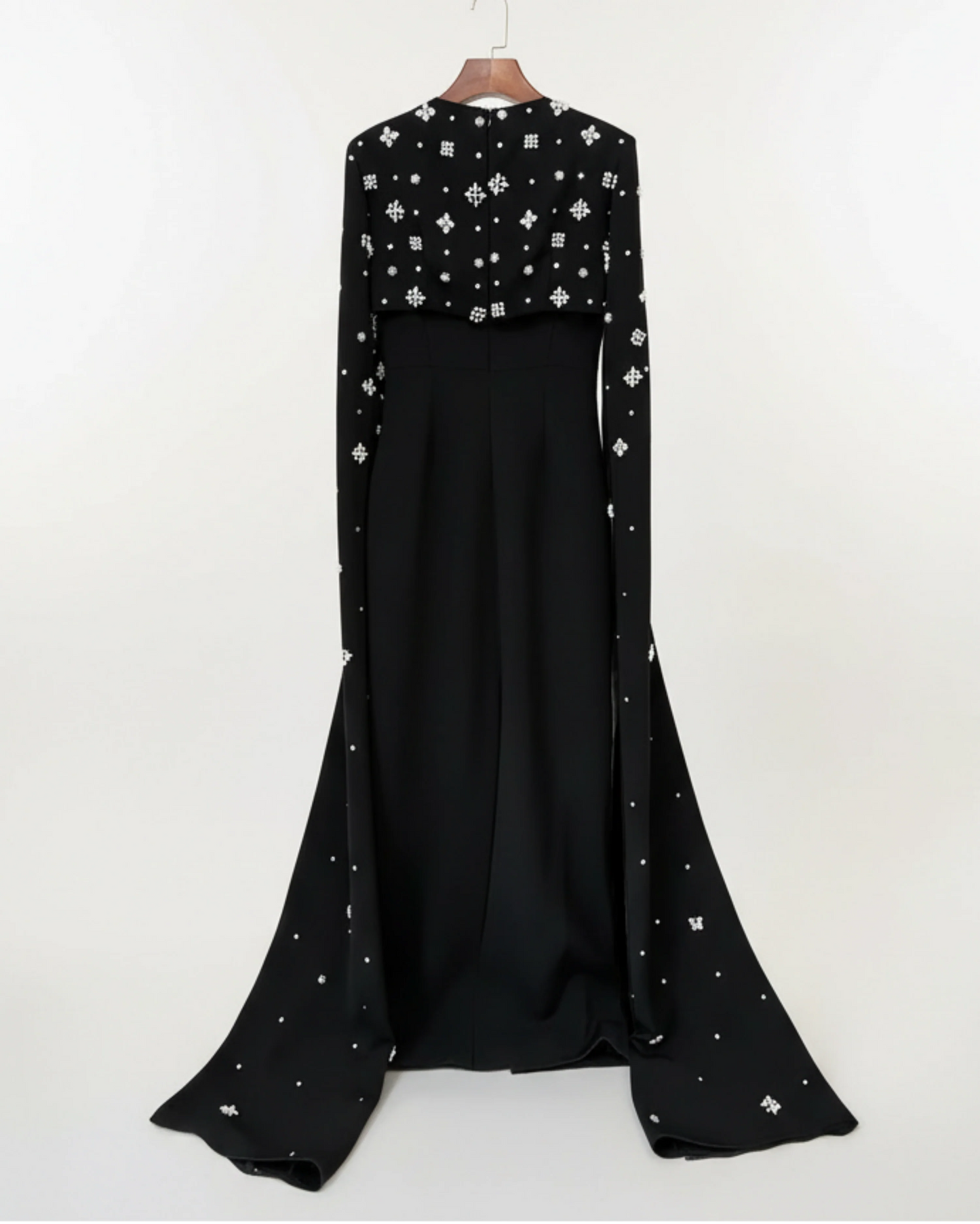 Luxury Formal Crystal Cape Dress