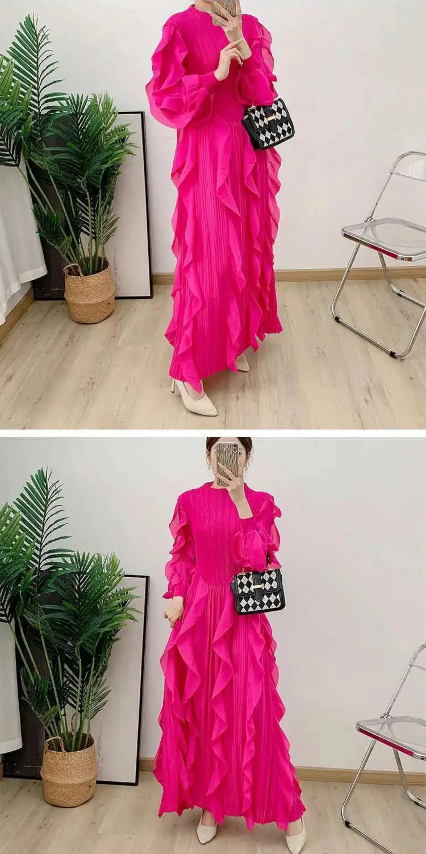 Dressy Pleated Caftan Dress