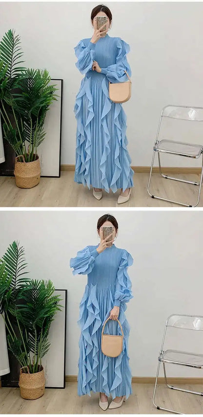 Luxurious Plissé Ruffles Dress