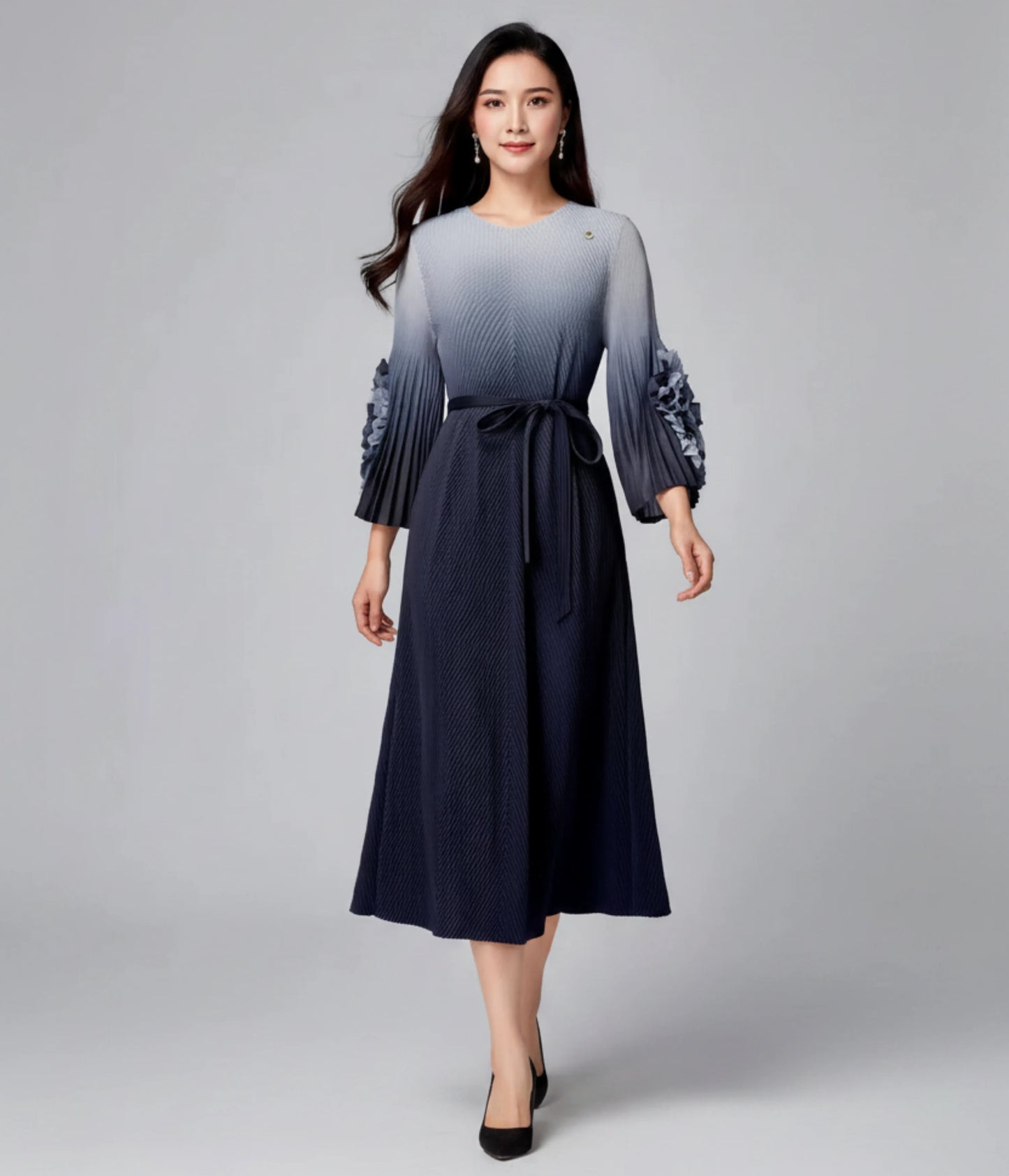 Luxury Gradient Pleated Dress