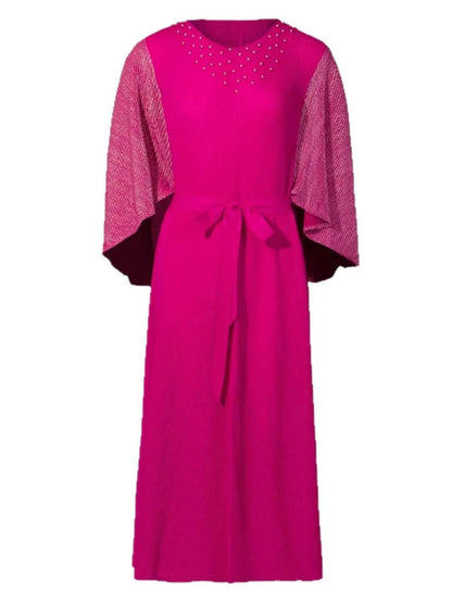 Plissé Batwing Sleeves Dress