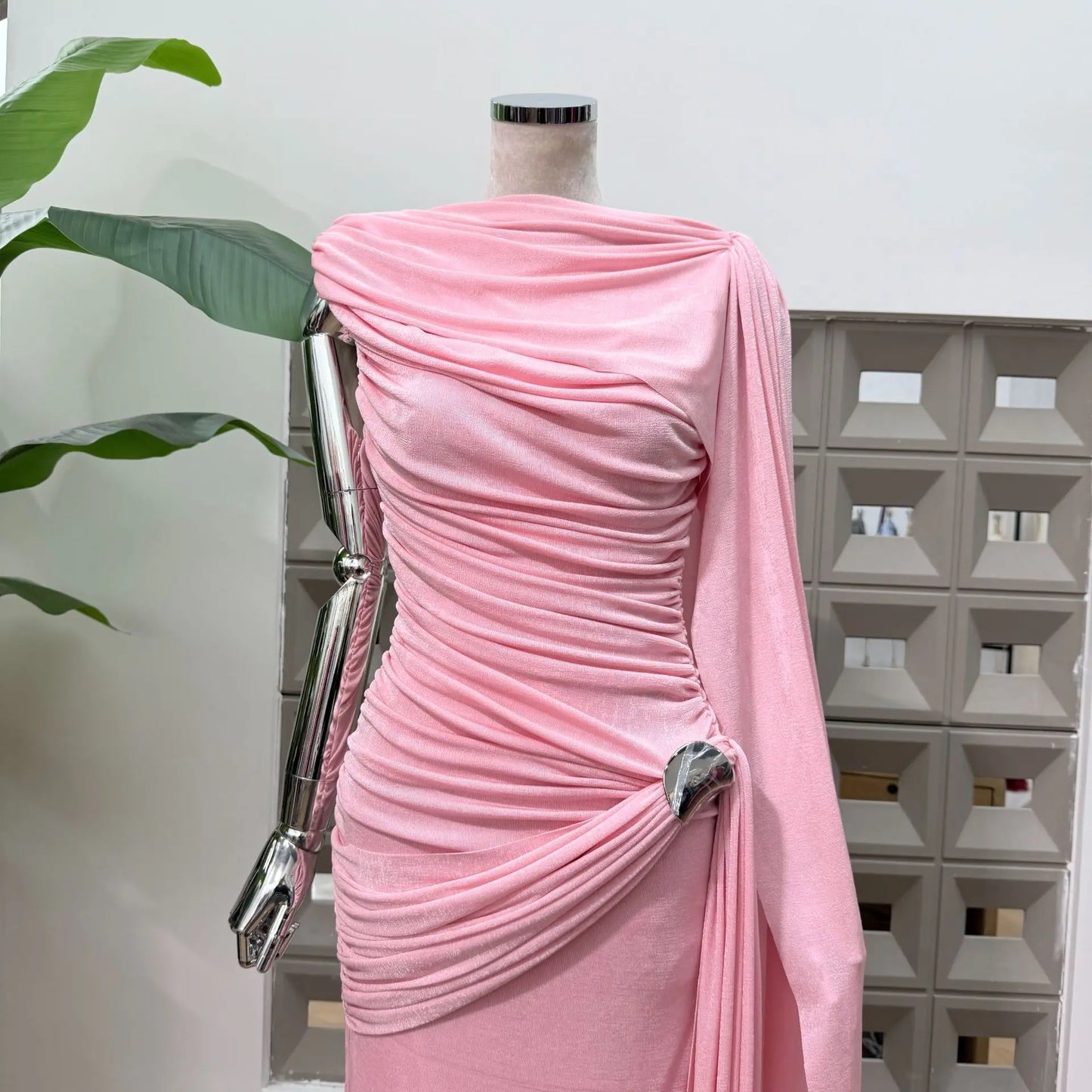 Luxury One-Shoulder Ruched Dress