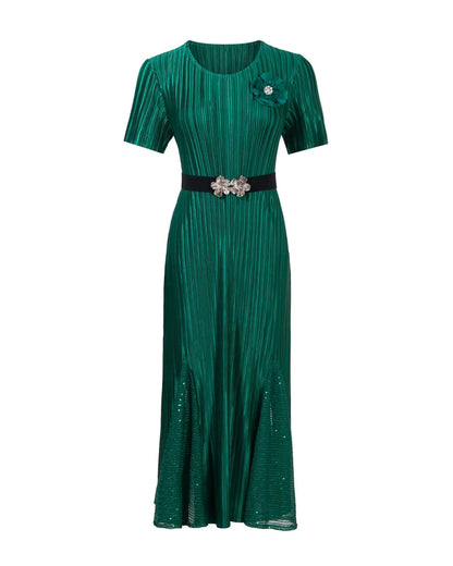 Luxury Plisse 3D Floral Dress