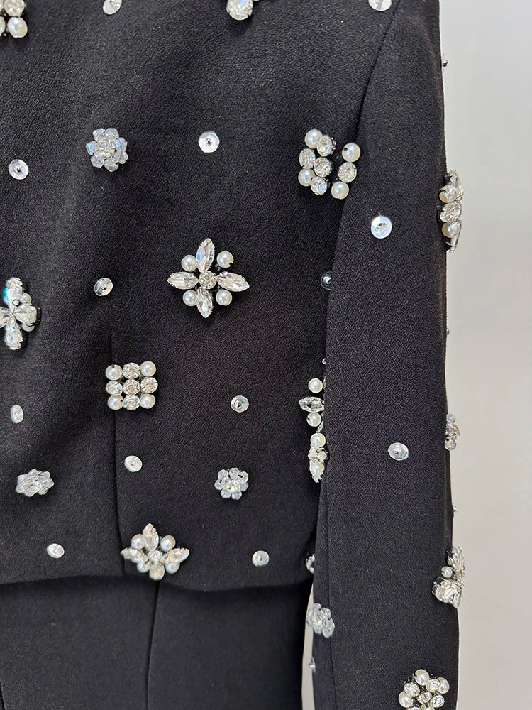 Luxury Formal Crystal Cape Dress