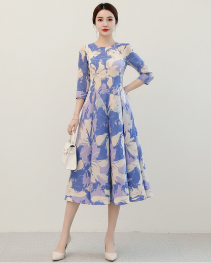 Luxury Floral Plisse Dress