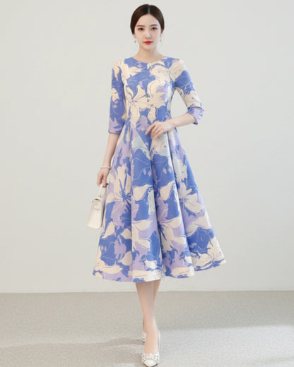Luxury Floral Plisse Dress