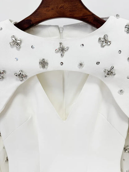 Luxury Formal Crystal Cape Dress