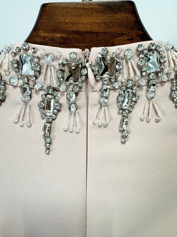 High Neck Embellished Formal Dress