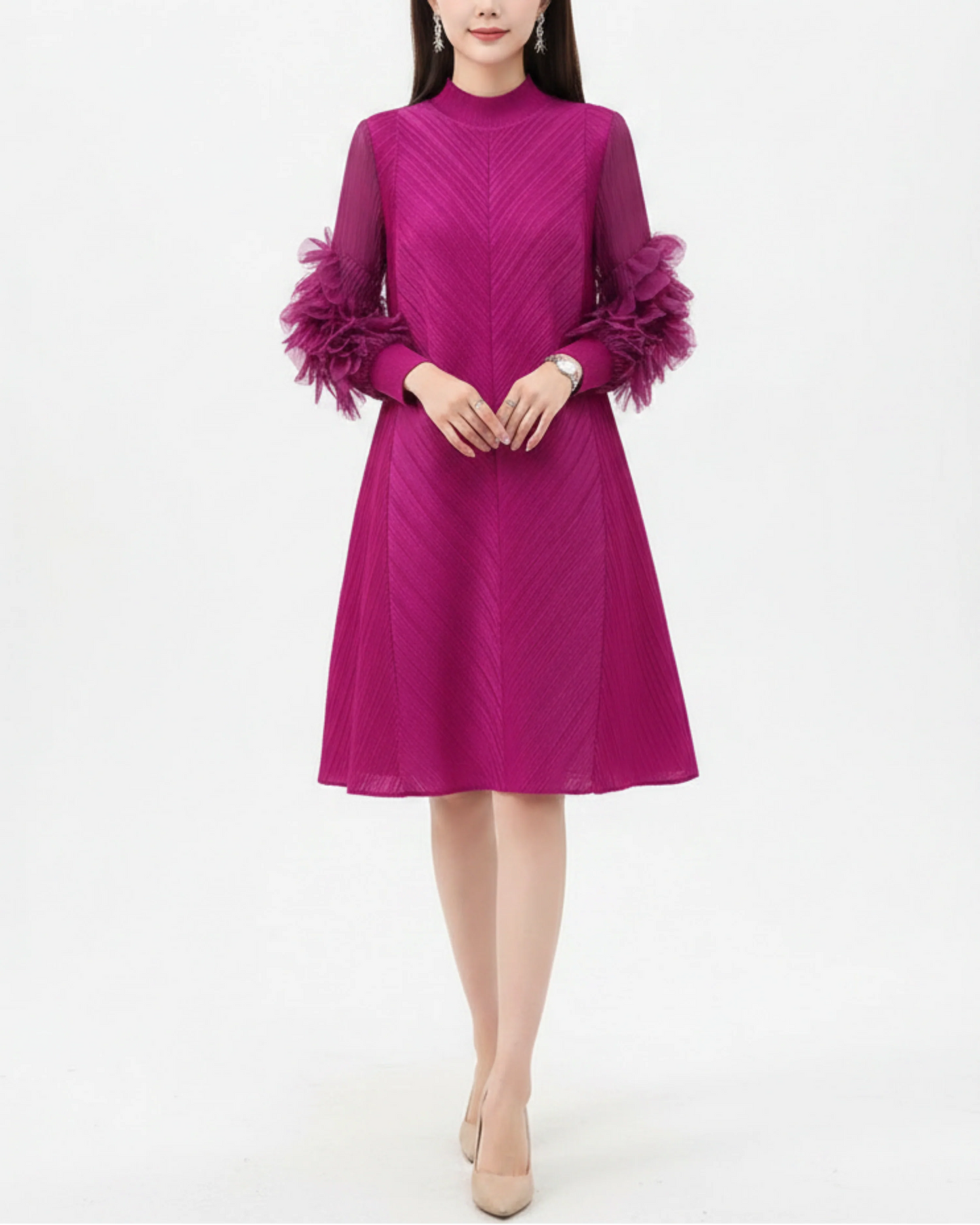 Luxury Pleated Tunic Dress