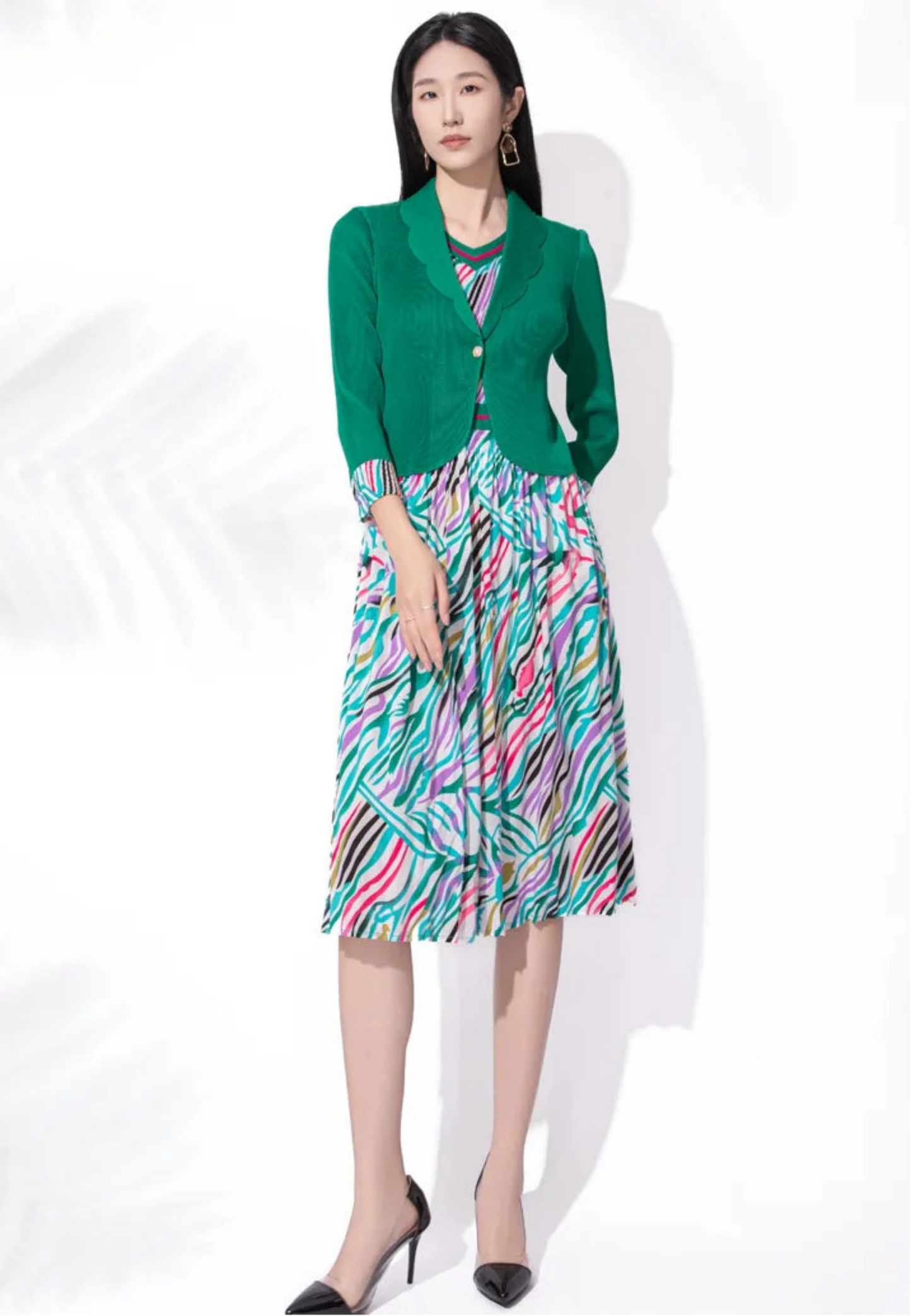 Modern Pleated Midi Dress
