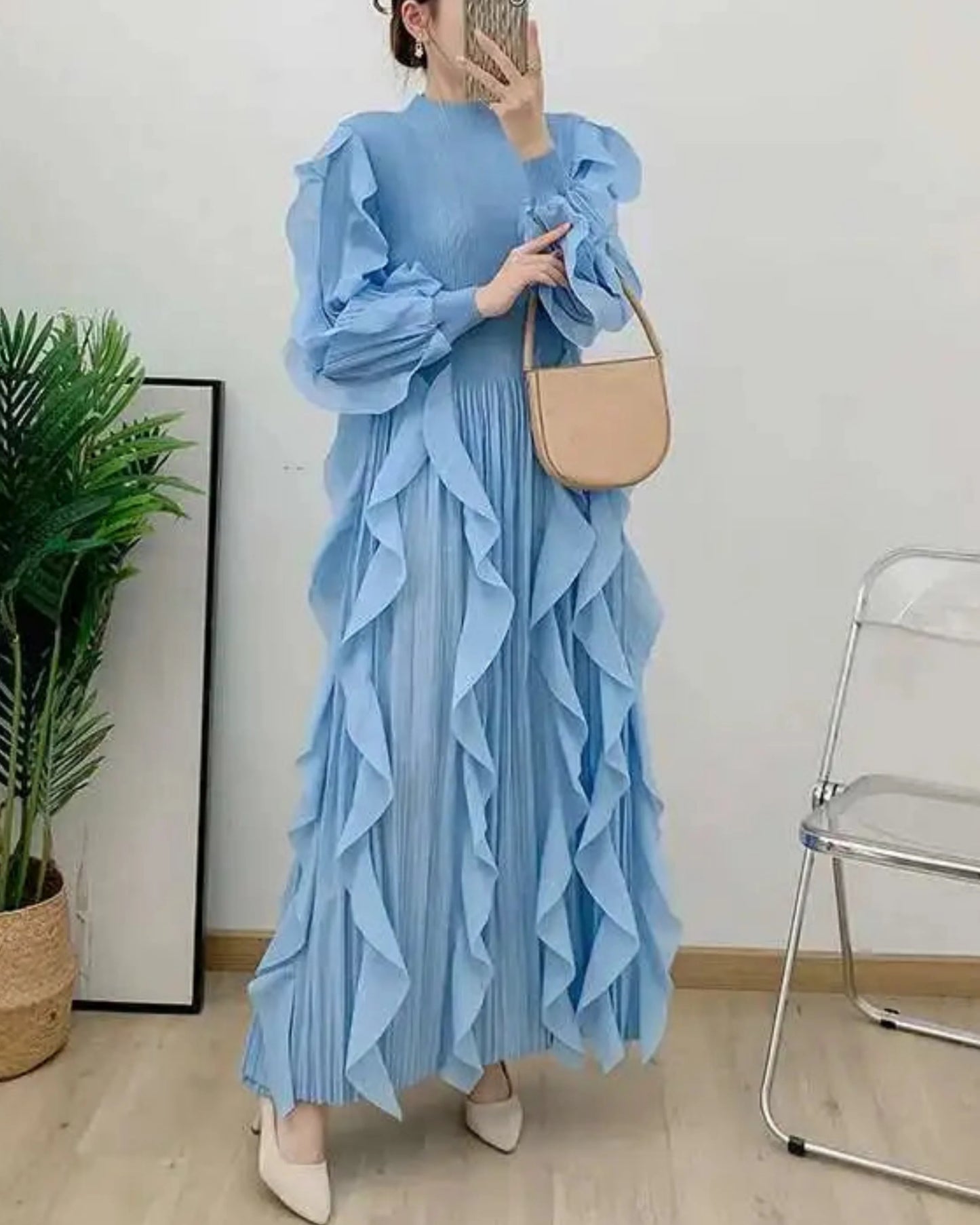 Dressy Pleated Caftan Dress