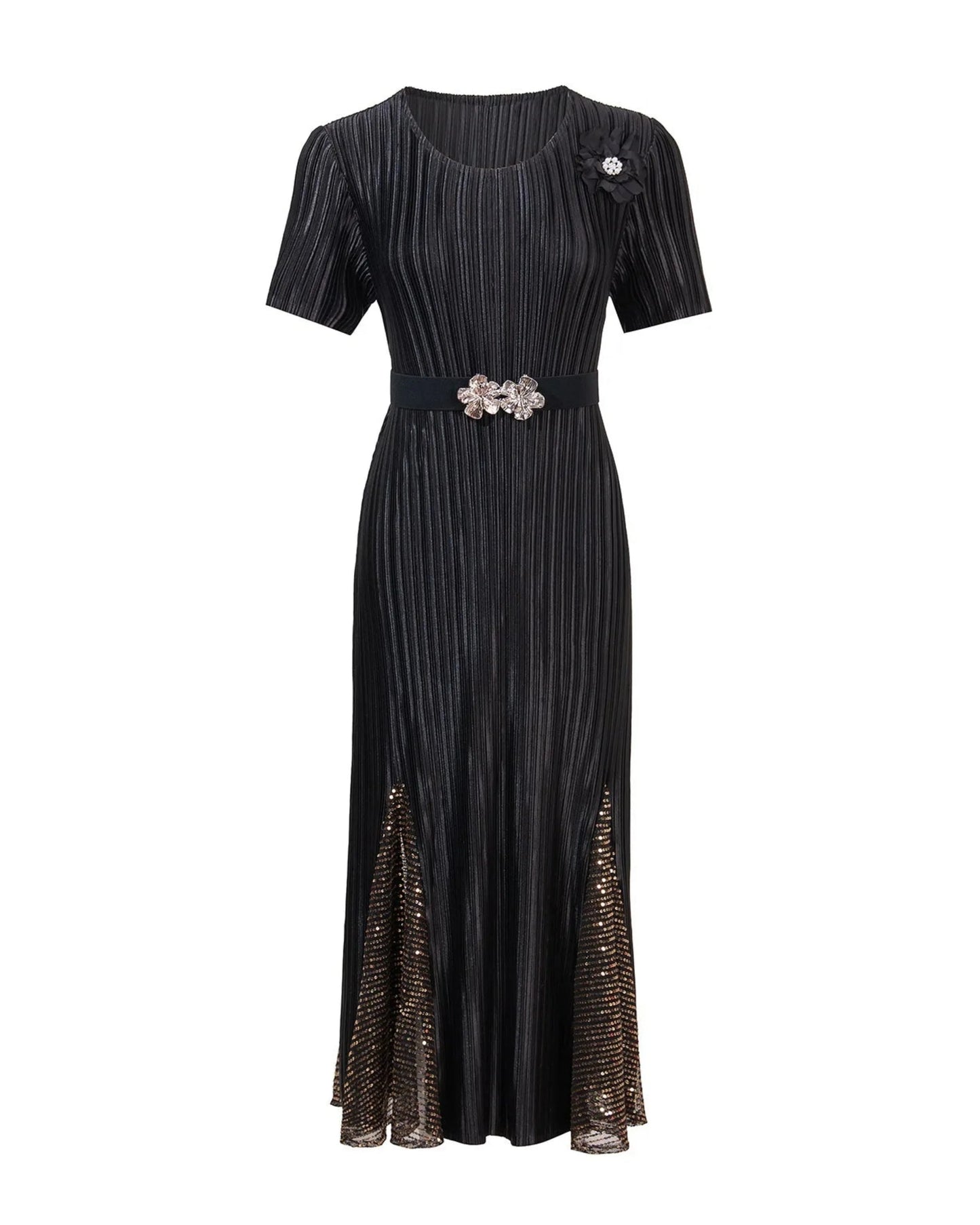 Luxury Plisse 3D Floral Dress