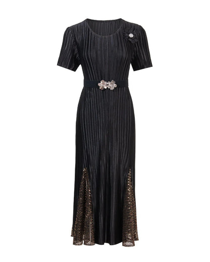 Luxury Plisse 3D Floral Dress