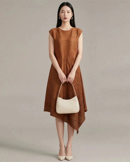 Architectural Pleated Midi Dress