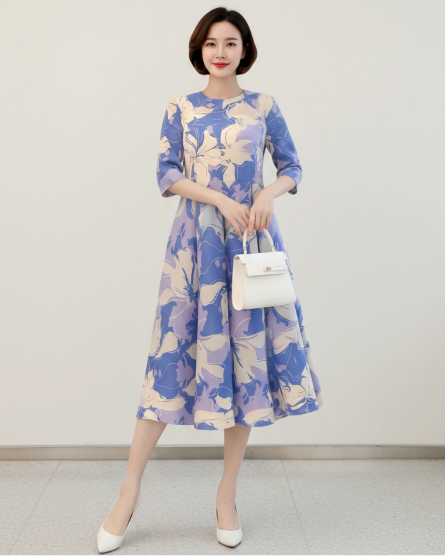 Luxury Floral Plisse Dress